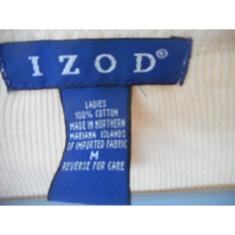Izod ribbed Cardigan Size M  light beige / Cream 100% cotton - Picture 4 of 4